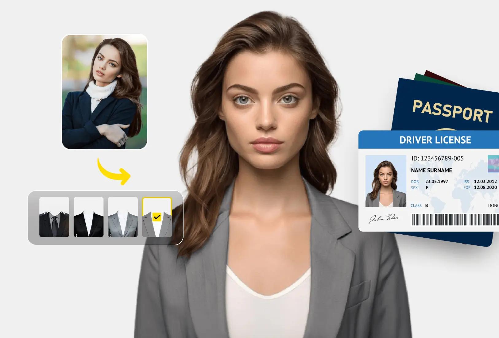 Instantly dress up for your ID photo with our AI Outfit feature, suitable for official documents.